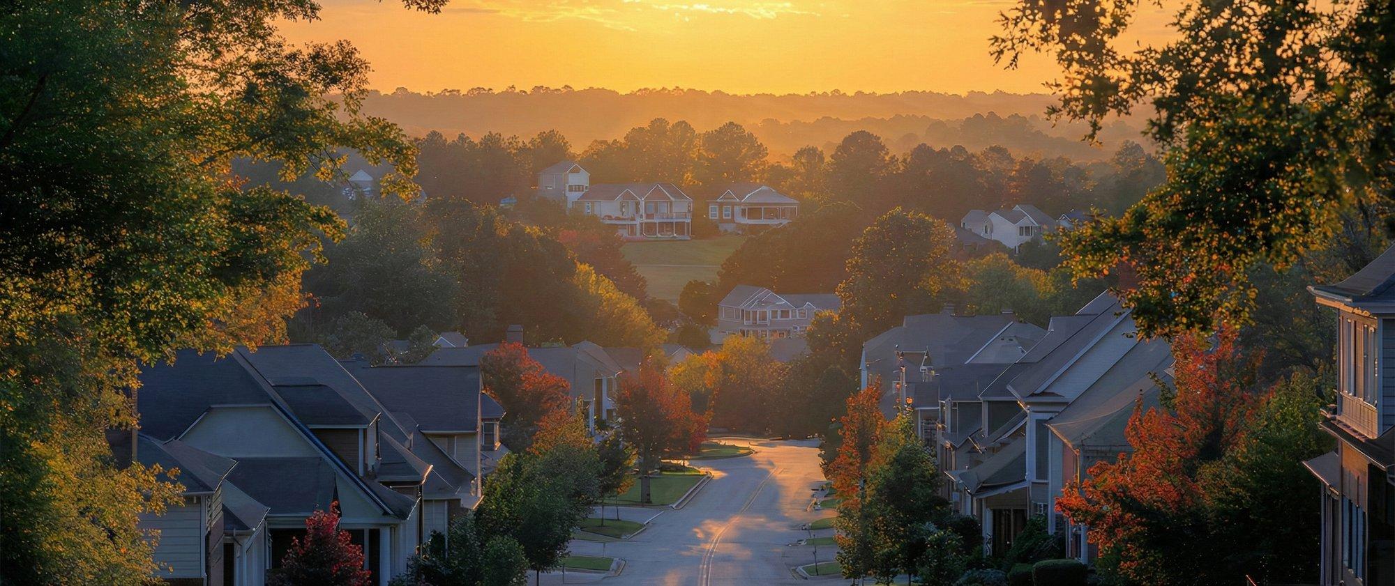 South Park neighborhood in Marietta, GA at golden hour — in-home piano lessons that come to you