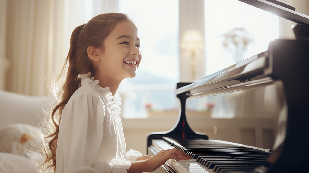 Student taking piano lessons in Marietta, Georgia